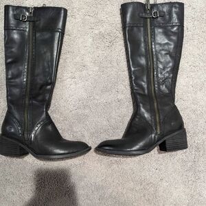 Born Black Leather Heeled Boots